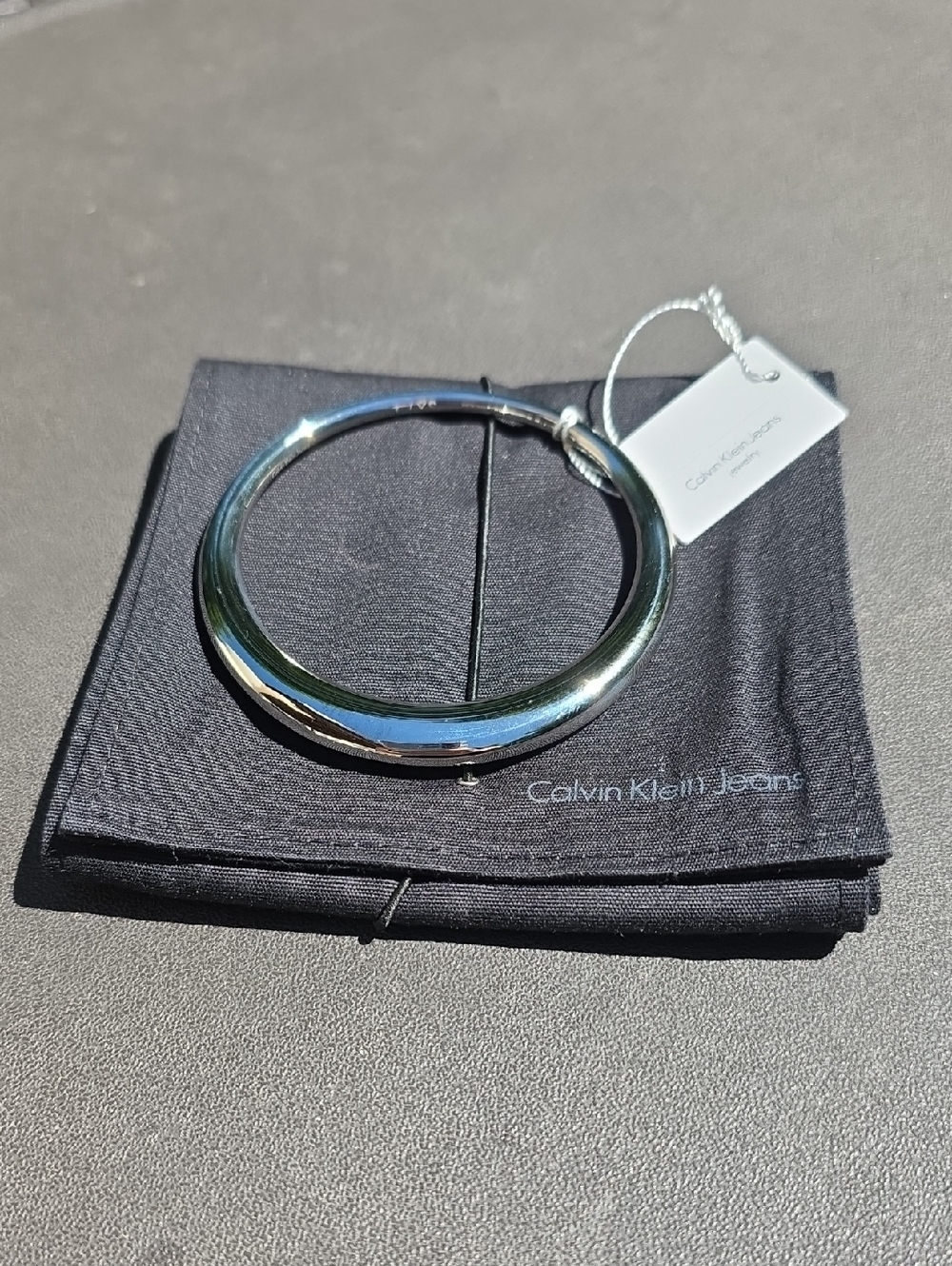 Calvin Klein Jeans Polished Silver Hoop Bangle
